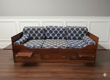 Divano Letto Stile "Marina" in Pregiato Legno di Mogano - Made in Italy -