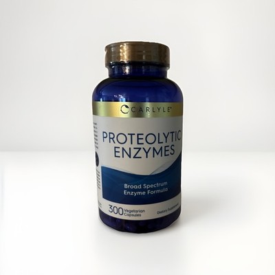 Proteolytic Enzymes 300 Capsules Broad Spectrum  Vegetarian by Carlyle Ex5/28