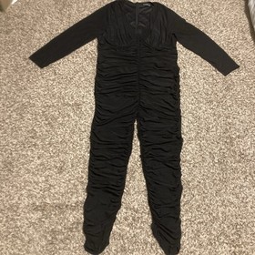 *NWT* PrettyLittleThing PLT Black Ruched Mesh Baddie Jumpsuit, Sz 22, Underwire