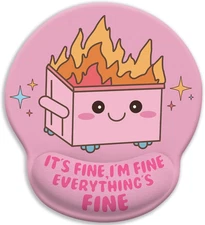 Funny Cute Mouse Pad with Wrist Rest, Dumpster on Fire Ergonomic Mouse Pads W...