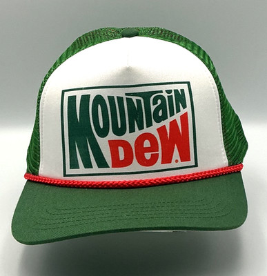 Mountain Dew Trucker Hat Foam Front Mesh Snapback Adjustable Green Adult Cap
