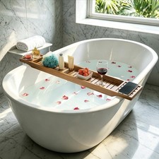 Teak Bathtub Tray, Wooden Bath Caddy for Bathtub, Bath Tub Wood Table for Tub