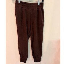 Varley DoubleSoft Slim Jogger Pants Brown Coffee XS High Waist Pleated Sweats