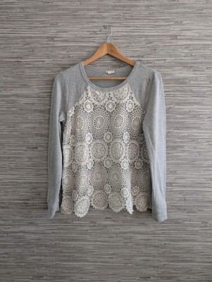 Lidschattenpullover Damen M. Spitzendetail. langarm. Top Zustand
