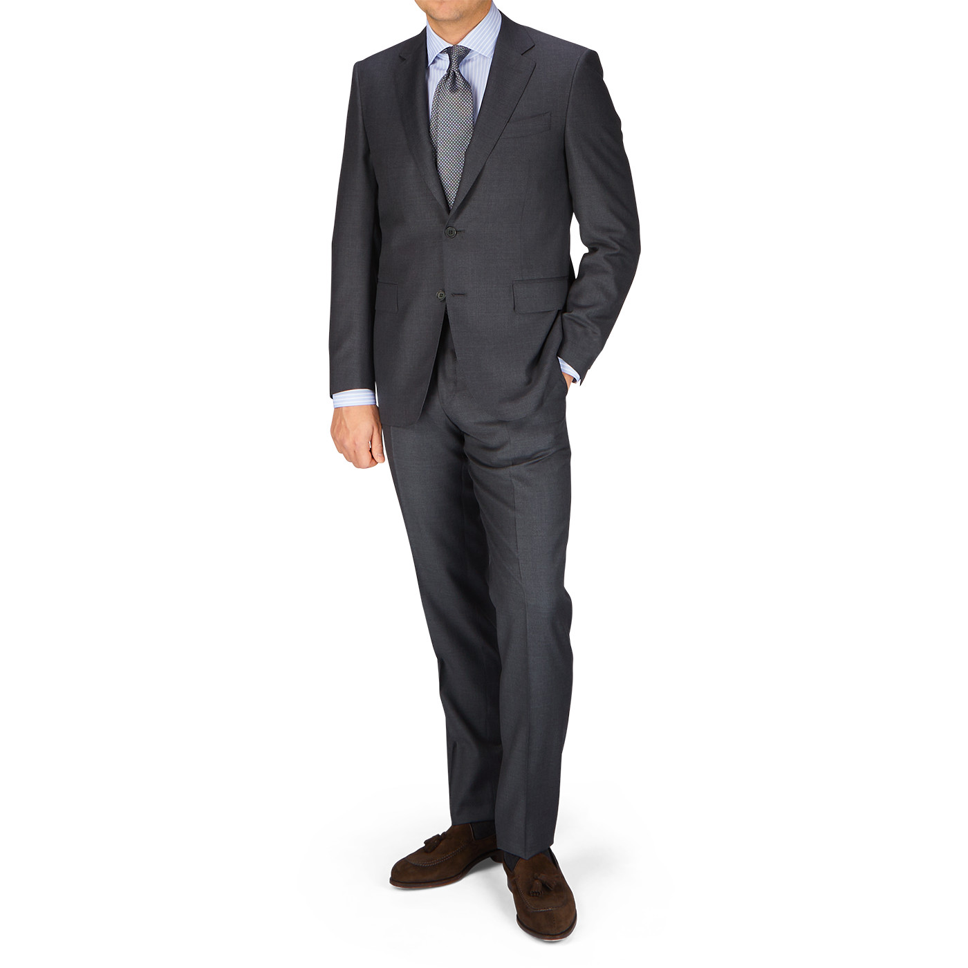 Canali Made In Italy Men's Smart Classic Professional Charcoal Grey Wool Notch L