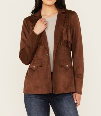 Women Western Cowboy Suede Fringe Jacket Native American Leather Bone Beads Coat