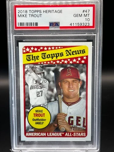 2018 Topps Heritage Mike Trout PSA 10 Los Angeles Angels LA News