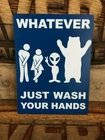 All Genders Bathroom Sign, Aliens & Bears Blue/White, 6"x8"