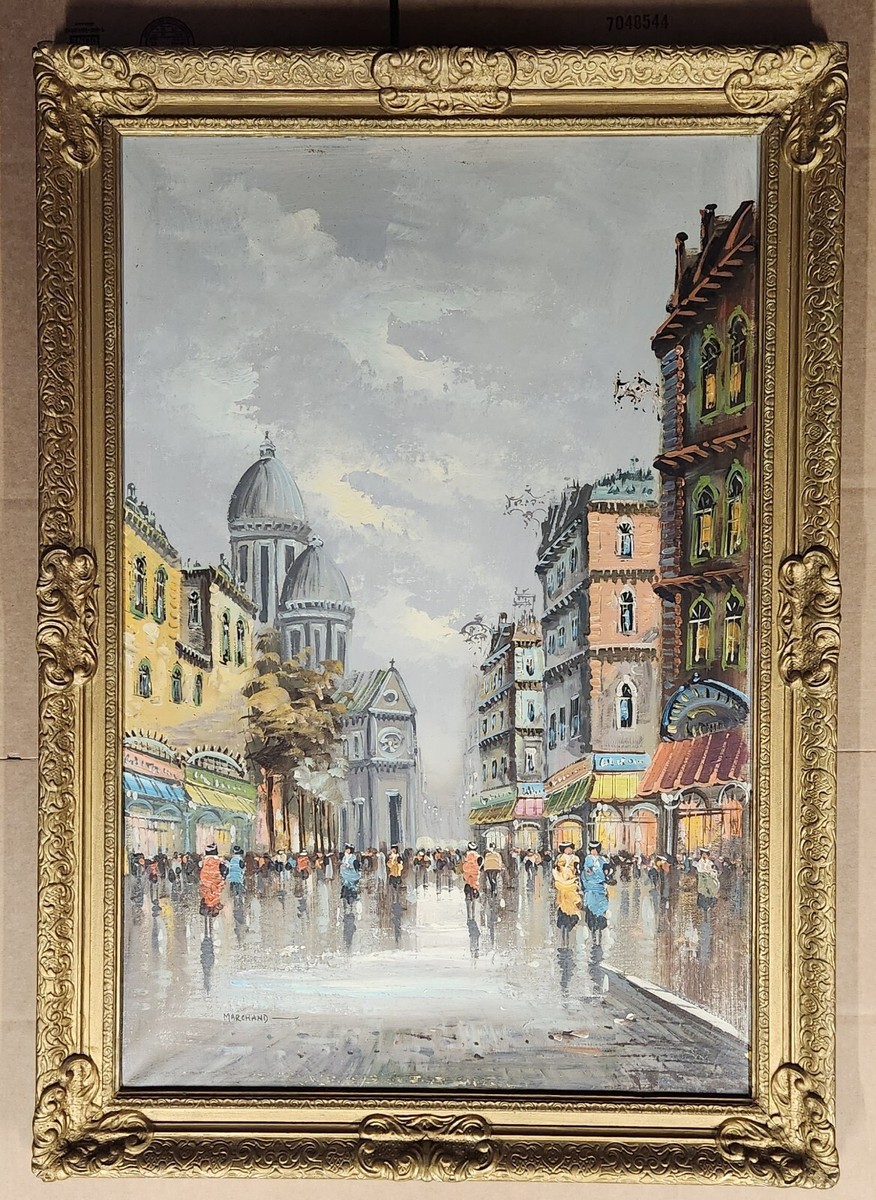 Art Original Oil Painting Canvas Paris Street Jacques Marchand