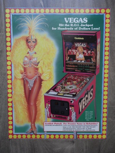 Vegas Pinball Machine Flyer Original Gottlieb Brochure - Foto 1 di 2