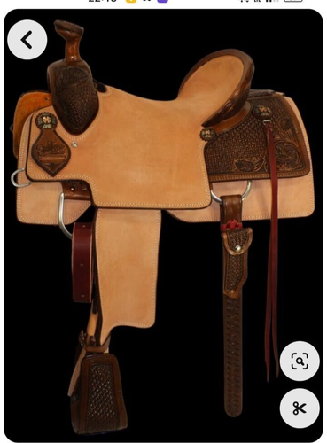 Selle Western Big Horn 16 Pouces - Cuir écologique Marron - Drum Dye - Neuve