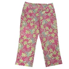Lilly Pulitzer Rock A Hula Monkey print Crop Pant Sz 8 White Label Vintage