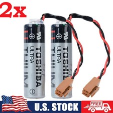 2x For TOSHIBA ER6V 3.6V 2400mAh PLC Lithium Battery with Brown plug US