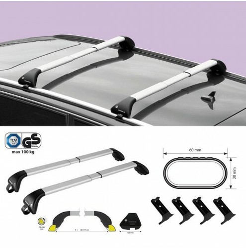 Easy Line Glide 112 Cm Barres De Toit Compatible Avec Toyota Yaris