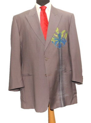 VINTAGE GIANNI VERSACE SINGLE BREASTED MADE IN ITALY GREY BLAZER JACKET  46'' S