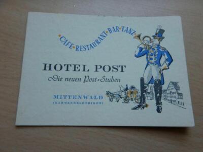 Hotel Post Stuben Mittenwald Info Karte Bar Tanz Cafe Restaurant 50er Jahre B2