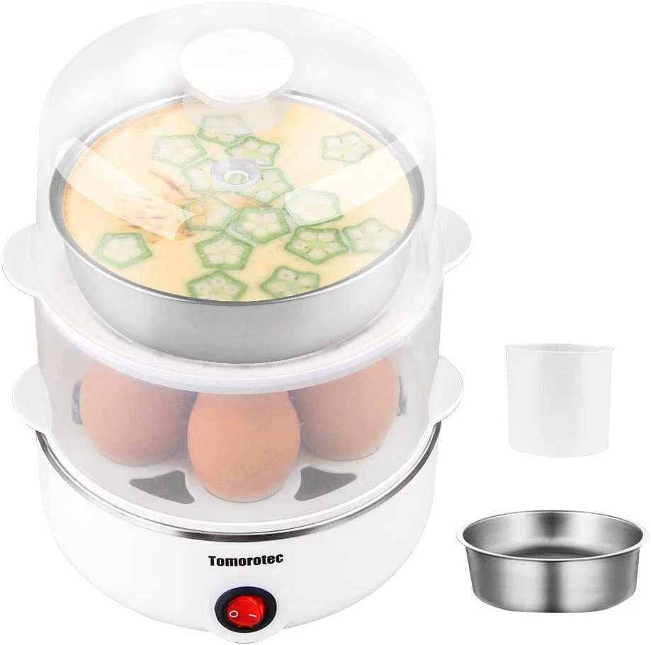 Egg Cooker 2-Tier Large 14 Egg Capacity Rapid Egg Maker Auto Off Hard Boiled Egg