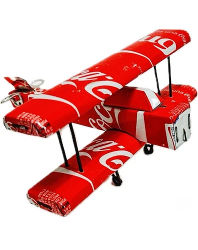 Vintage Coca-Cola Classic Tin Can Handmade Biplane Airplane
