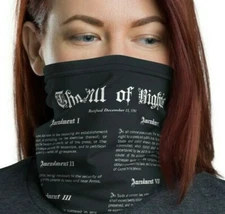 Bill of Rights Gunmetal Grey Face Mask, US Constitution, Amendments Neck Gaiter