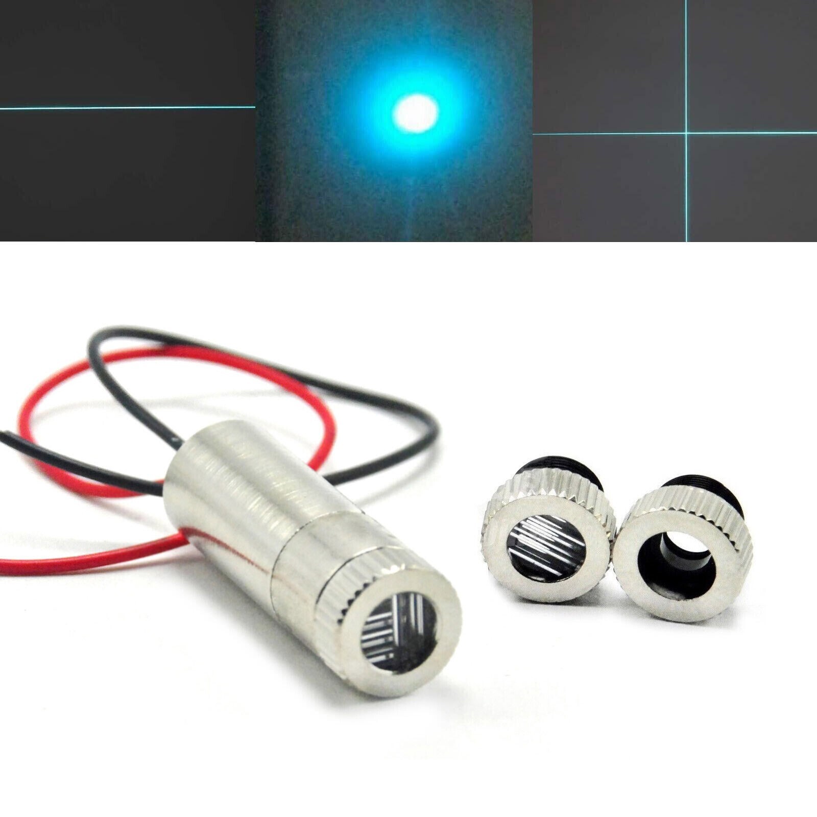 Dot Line Cross 488nm 30mW Cyan-Blue Focusable Laser Diode Module 12x35mm