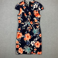 David Lawrence Dress Womens 12 Colurful Floral Faux Wrap Corporate Career