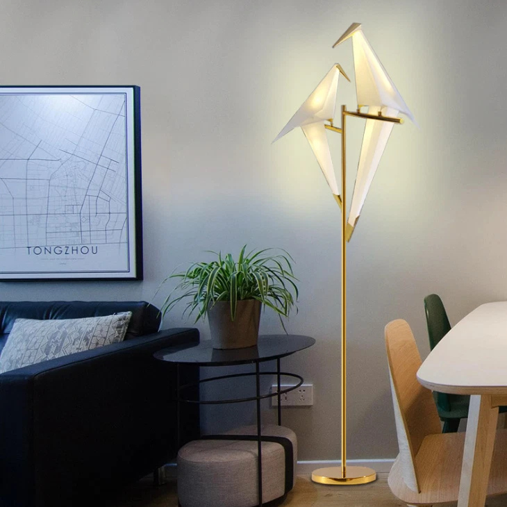 Modern Paper Crane Bird LED Light Bedside Bedroom Reading Floor Light /Desk Lamp - Image 2 of 4