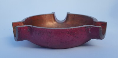 Vintage Aschenbecher 50er Mid Century Modern Brutalist Design massiv Kupfer emailliert