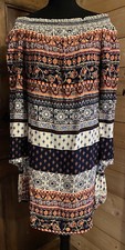BEACH LUNCH LOUNGE Dress Size M Mae Viscose Cultural Pattern BOHEMIAN NICE!!