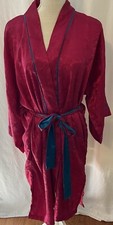 Vtg VICTORIA'S SECRET Pink Turquoise Rose Damask ROBE Belt size OS Gold Label