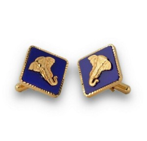Authentic Blue Handcrafted 18 kt Gold plated Square Elephant Cufflinks