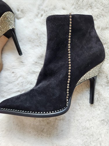 Stivaletti nuovi senza scatola Jimmy Choo Brecken 100 scamosciati impreziositi da cristalli taglia 35 - Foto 13 di 13