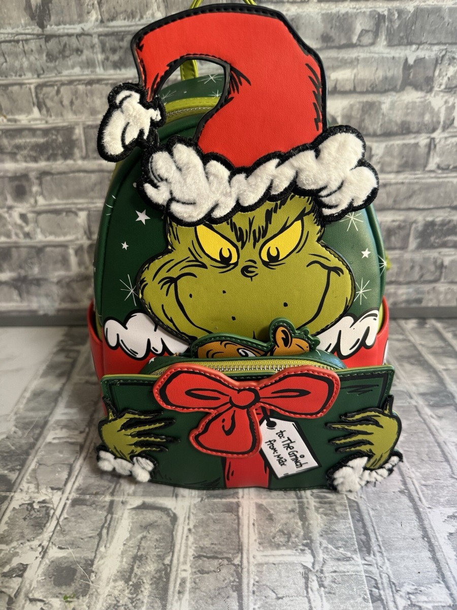 grinch loungefly mini backpack x Dr. Seuss The Light-Up Plush Cosplay  Open and Clothing glitter accents Loungefly mini backpack grinch used