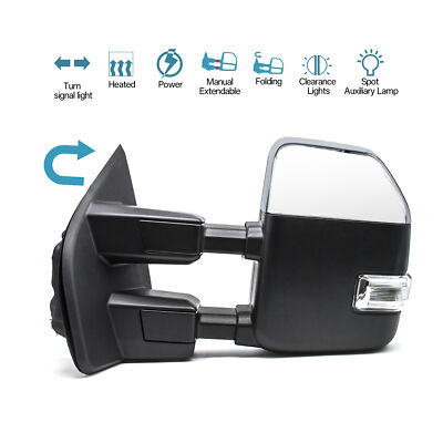 Left Side Towing Mirror Power Heated Signal Fits 2017-2019 Ford F-450 SD Chrome