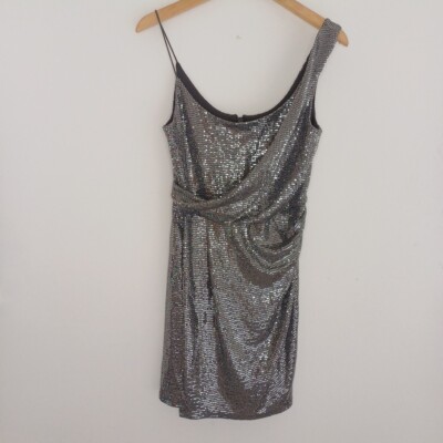 Topshop Silver Sparkly Dress Topshop Dress 10 Silver Metallic Mini