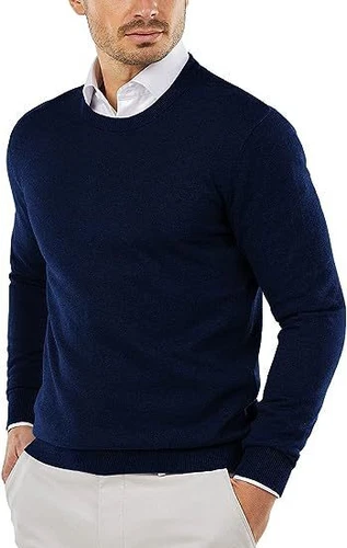 Men Round Neck Sweater Ribbed Knit Slim Fit Casual Long Sleeve Pullover Top - Bild 6 von 32