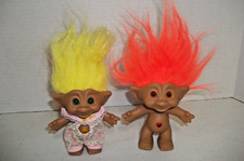 Vintage Ace Novelty Lot of 2 Treasure Trolls Gem Jewel Belly Dolls approx 4-6  