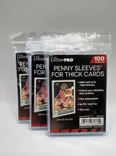 Ultra Pro THICK Card Soft Penny Sleeves 3 Packs of 100 for THICK Sized Cards