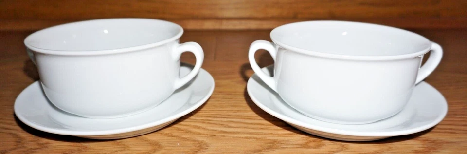 WILLIAMS-SONOMA ESSENTIAL WHITE CREAM SOUP BOWLS W/SAUCERS SET OF 10 - Image 3 of 4