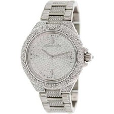 Michael Kors MK5869 Camille Ladies Silver Glitz Stainless Chrono Watch + Bag