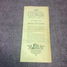 Steven’s￼ Marionet Theatre Cleopatra Playbill Middlebury, Indiana Clem Easly