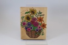 Hero Arts Super Flower Basket Rubber  Wood Stamp 4" x 5" S1007 Sunflowers Lily