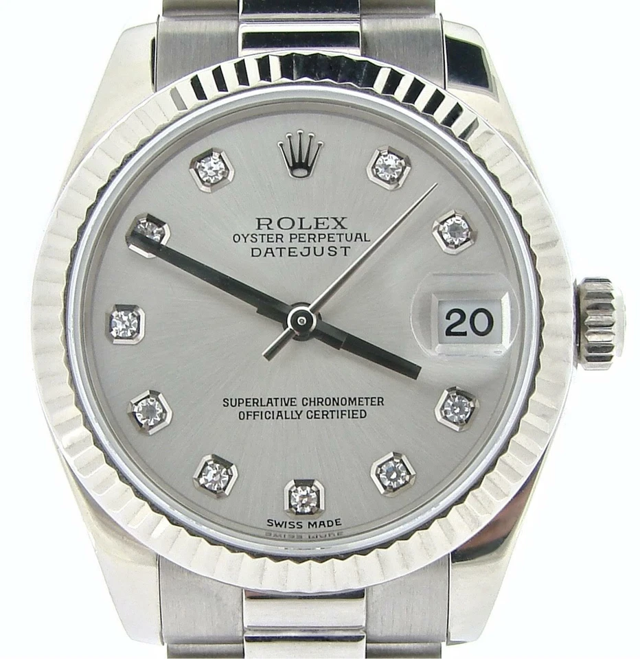 Rolex Datejust President de oro blanco sólido de 18 quilates tamaño mediano diamante de fábrica 178279