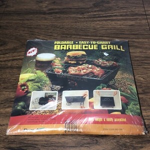 Vintage Steel Foldable Portable Grill Barbecue Light Weight BBQ 10x10x5” Opened