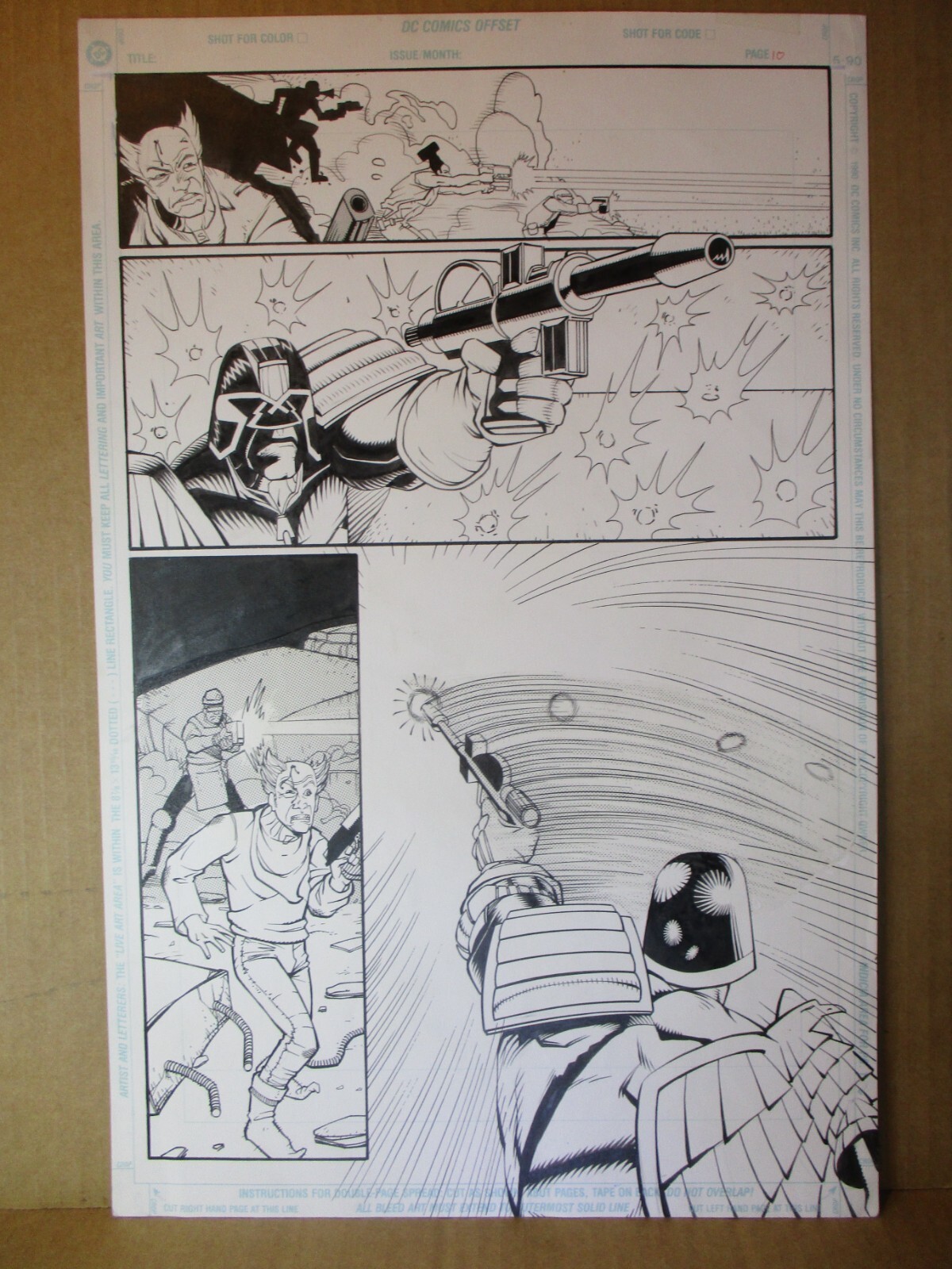 Judge Dredd ORIGINAL ACTION PAGE ART Mike Avon Oeming 1994 DC Comics  Pencil, Ink – FUNAAB Zoo Park