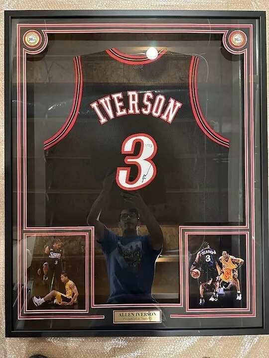 Allen Iverson Autographed and Framed Philadelphia 76ers Jersey