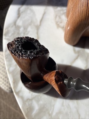 Vtg Freehand Sculptural Wood Grain Estate Pipe 60s 70s Danmark Danish Live Edge