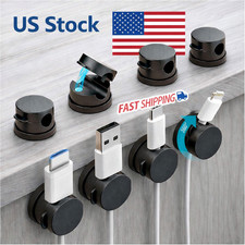 4/8 Pack 360 Rotatable Magnetic Cable Clips Cord Holder Adhesive Wire Organizer