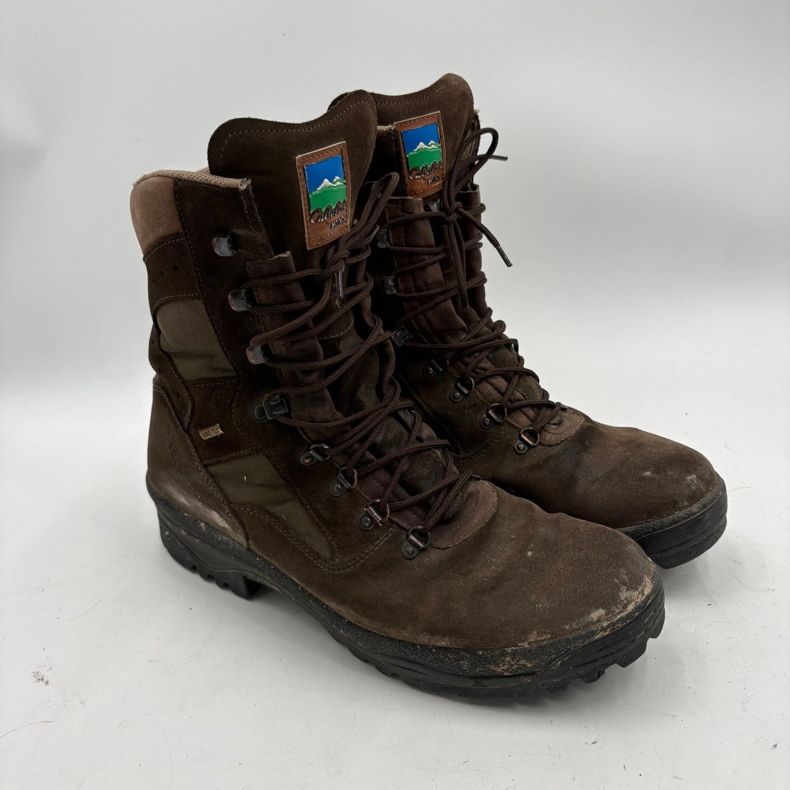 Cabelas Meindl Mens Gore-Tex Hunting Boots Brown Suede Size 12 Waterproof FLAW