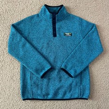 Ll Bean Kids Blue Fleece Sweater Snap Pullover Size Medium 10-12