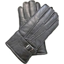 Harssidanzar Men's Winter Leather Gloves Deerskin Gloves Soft Sheepskin SzM